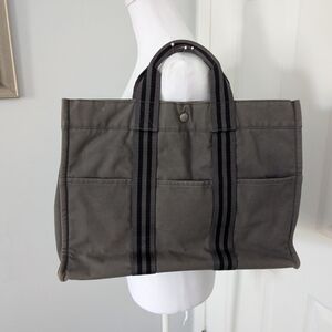 Hermes Herline Tote in Gray Canvas